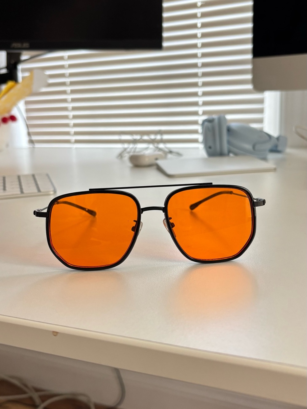 Orange Lens Metal Frame Sunglasses